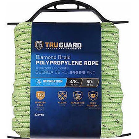 Mibro 0.37 in. x 50 ft. Tru Guard Refl Rope, Lime 231968